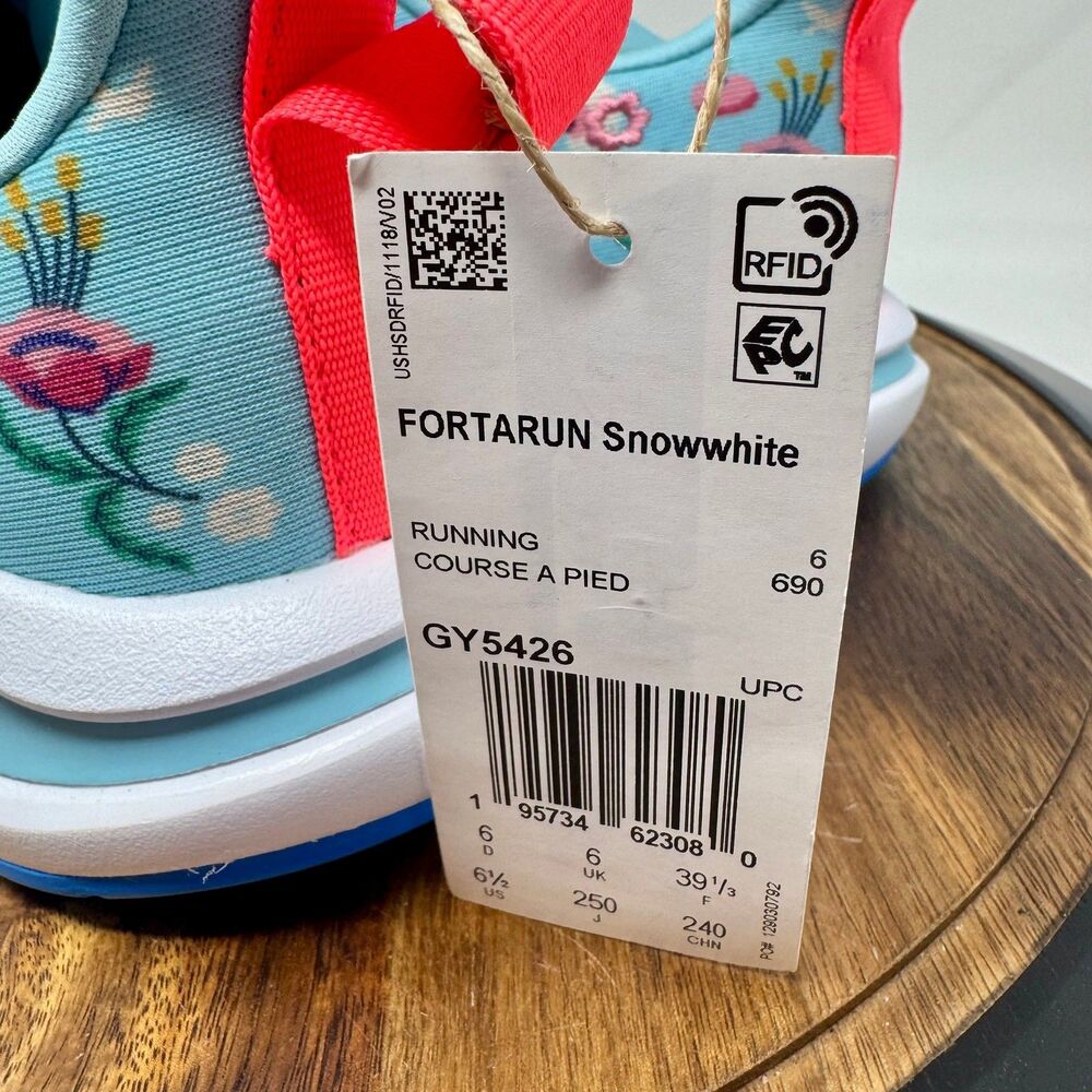 Adidas x Disney FortaRun Snow White Azul GY5426 Sneakers Shoes Size Y6.5=W8.5 - Picture 4 of 10